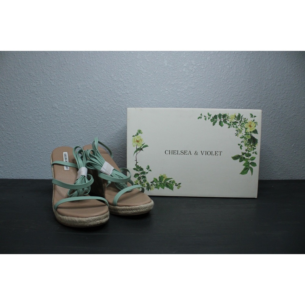 Chelsea and Violet Mariah Teal Ankle Wrap Espadrille Sandals Women's Size 9 NWB